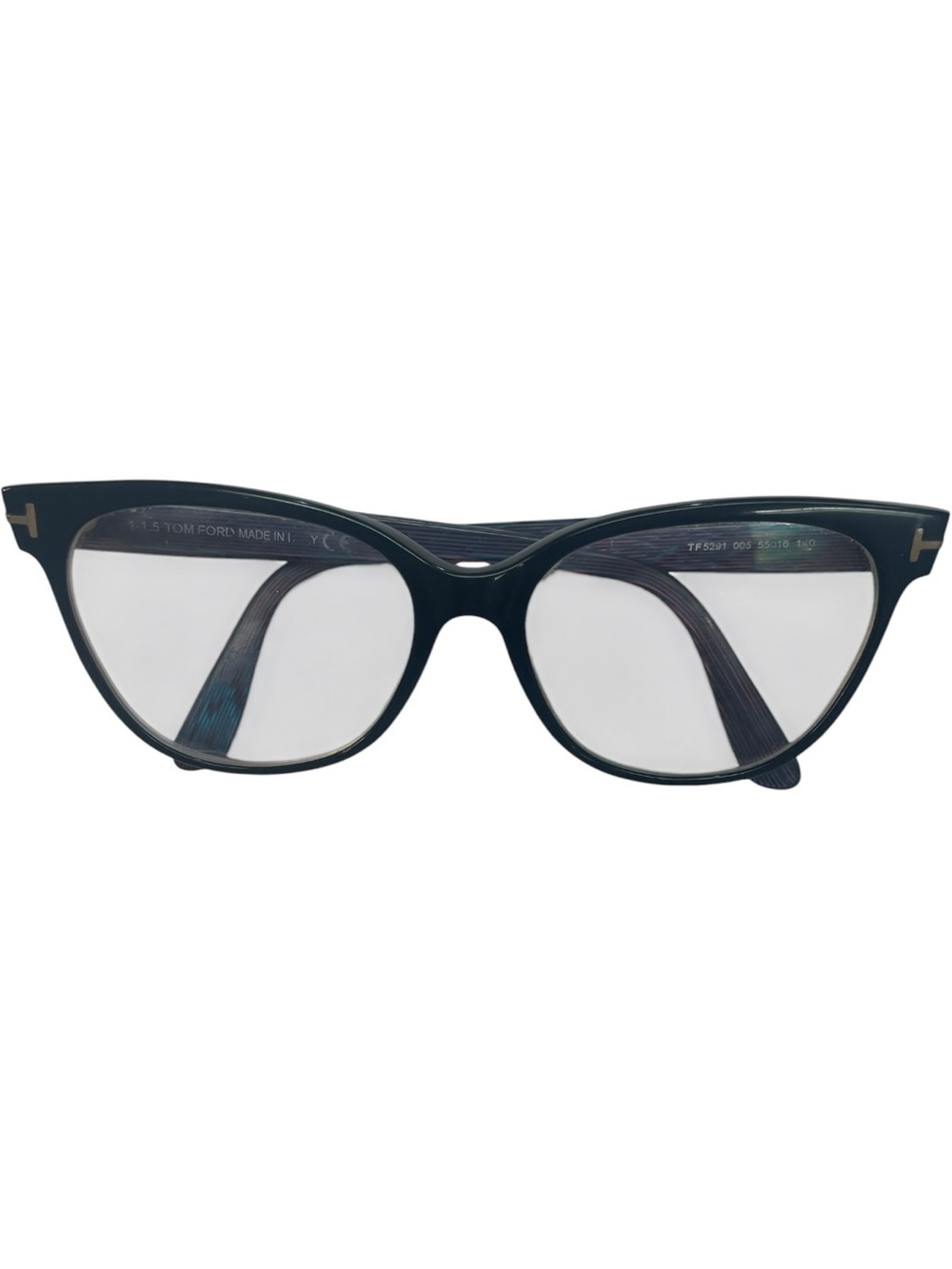 Tom Ford Black Cat-Eye Optical Glasses with Gold Temple Details
